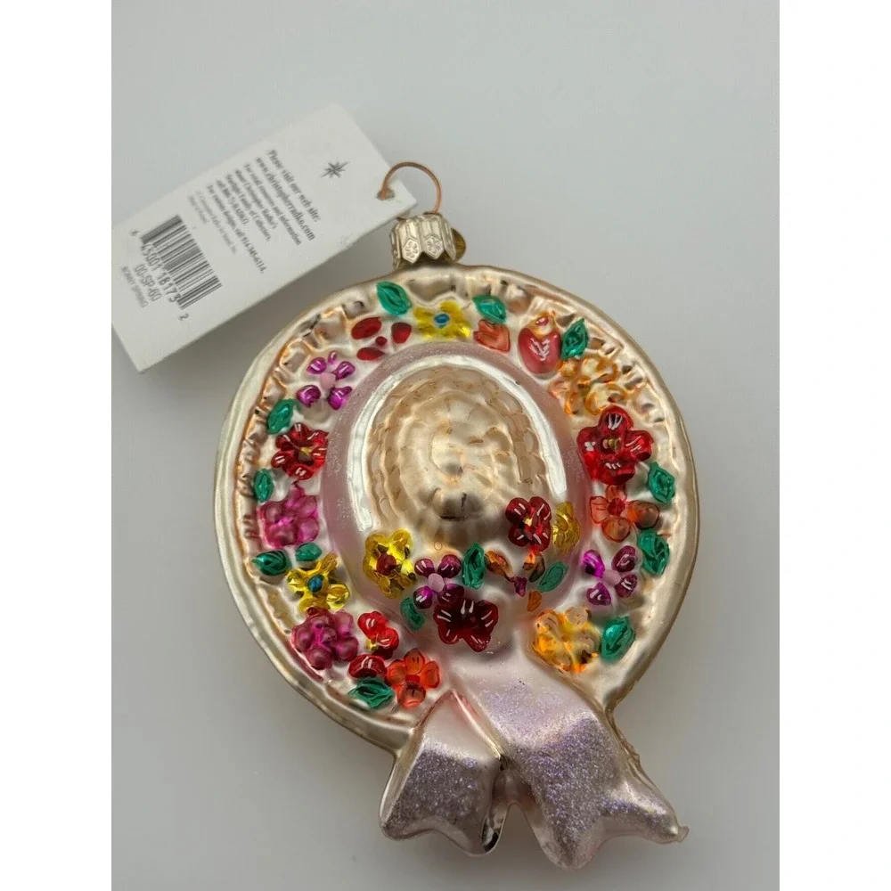 Vintage Christopher Radko Bonny Spring Floral Sun Hat Glass‎ Ornament 00-SP-60